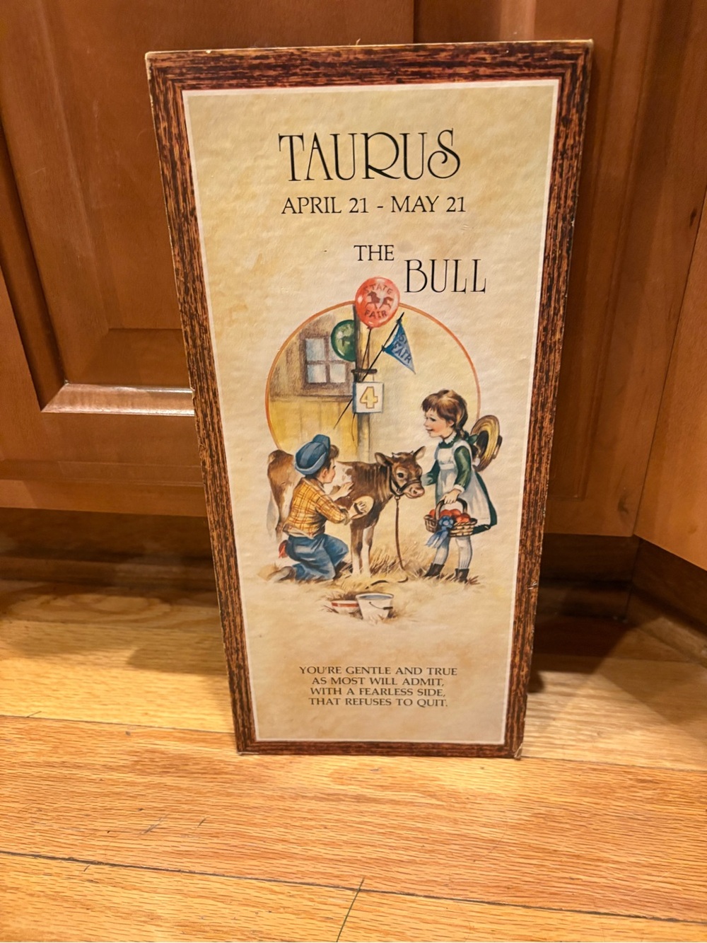 Taurus Zodiac Wall Art Print in Beige and Brown